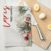 Red and White Simple Frohe Weihnachten Geschirrtuch (Viertel Falte)