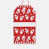 Red and White Snowflake Mittens Weihnachtsgeschenk Geschenkanhänger (Rückseite)