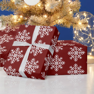 Red and White Snowflake Muster Weihnachten Geschenkpapier