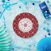 Red And White Snowflakes Custom Christmas Party Pappteller (Party)