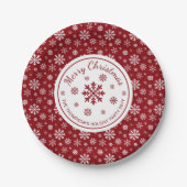 Red And White Snowflakes Custom Christmas Party Pappteller (Vorderseite)