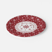 Red And White Snowflakes Custom Christmas Party Pappteller (Schrägansicht)