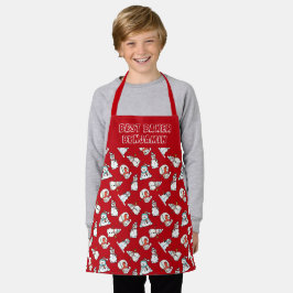 Red and White Snowman Pattern Boys Schürze