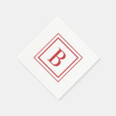 Red And White Square Border Monogram  Serviette (Ecke)