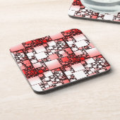 Red and White Square Dancing Plastic Coaster Getränkeuntersetzer (Linke Seite)