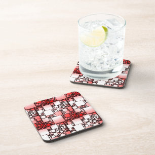 Red and White Square Dancing Plastic Coaster Getränkeuntersetzer