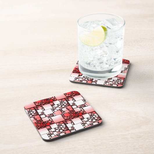 Red and White Square Dancing Plastic Coaster Getränkeuntersetzer (Rechte Seite)
