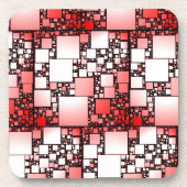 Red and White Square Dancing Plastic Coaster Getränkeuntersetzer (Vorderseite)