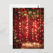 Red and White String Lights Digitale Kunst Postkarte (Vorne/Hinten)