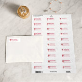 Red and White Striped Bow Return Address Label