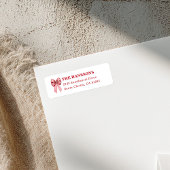 Red and White Striped Bow Return Address Label