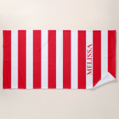  Red And White Striped Name Cabana Stripe  Strandtuch (Vorderseite)