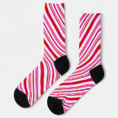 Red and White Stripes Candy Cane Muster Weihnachte Socken (Linkes Detail)