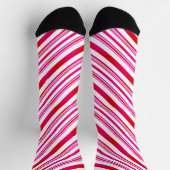 Red and White Stripes Candy Cane Muster Weihnachte Socken (Oben)