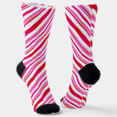 Red and White Stripes Candy Cane Muster Weihnachte Socken (Gewinkelt)