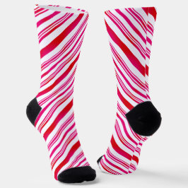 Red and White Stripes Candy Cane Muster Weihnachte Socken