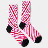 Red and White Stripes Candy Cane Muster Weihnachte Socken (Rechts)