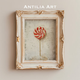 Red and White Swirl Lollipop Weihnachtscreme Poster