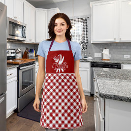 Red and White Tartan Plaid Christmas Pattern Schürze