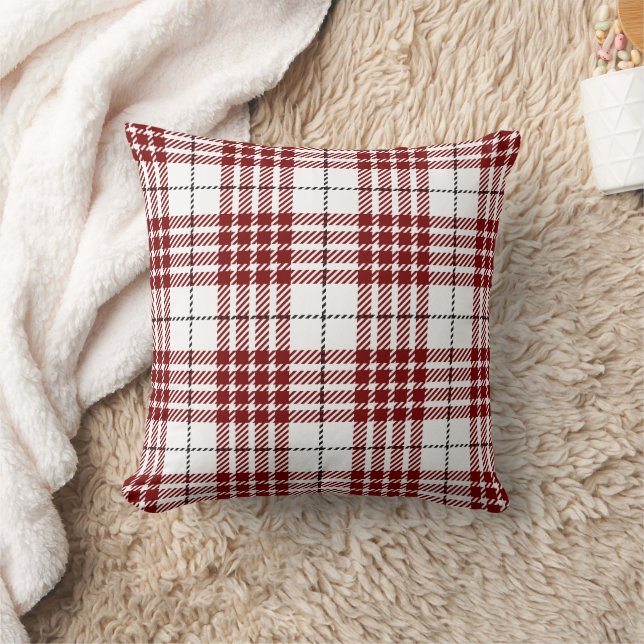 Red and white Tartan Plaid Pattern Kissen (Decke)