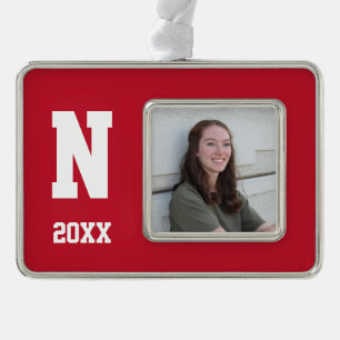 Red and White Team Prix mit Foto und Jahr Rahmen-Ornament Silber