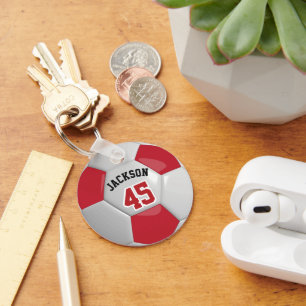 Red and White Team Soccer ⚽ Ball Schlüsselanhänger