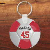 Red and White Team Soccer ⚽ Ball Schlüsselanhänger (Vorderseite)