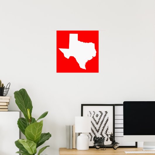 Red and White Texas Poster (Heimbüro)