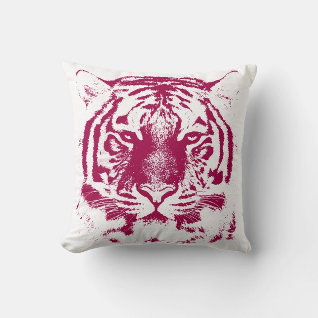 Red and White Tiger Face Kissen (Vorderseite)