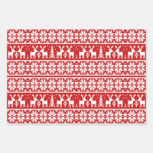 Red and White Ugge Christmas Sweater Geschenkpapier Set (Vorderseite 3)