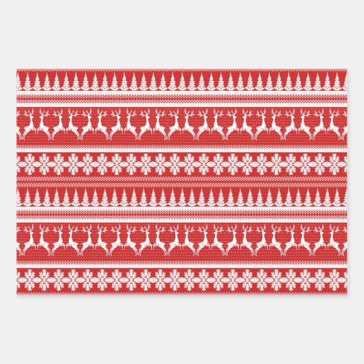Red and White Ugge Christmas Sweater Geschenkpapier Set (Vorderseite 2)