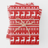 Red and White Ugge Christmas Sweater Geschenkpapier Set (Beispiel)