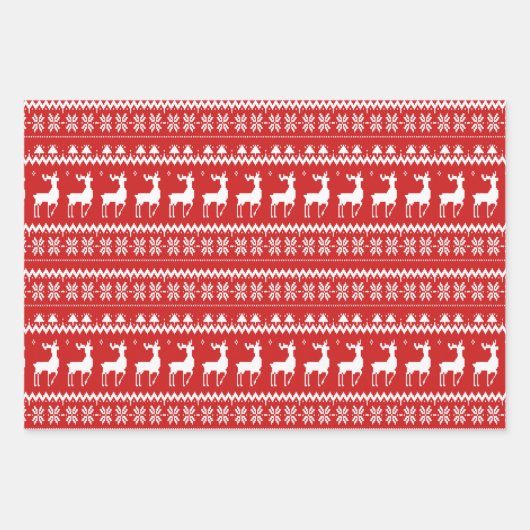 Red and White Ugge Christmas Sweater Geschenkpapier Set (Vorderseite)