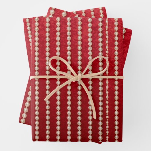 Red and White Velvet-Look Geschenkpapier Set (Beispiel)