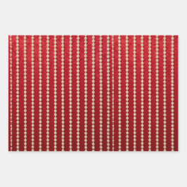 Red and White Velvet-Look Geschenkpapier Set