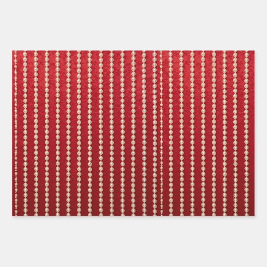 Red and White Velvet-Look Geschenkpapier Set (Vorderseite)