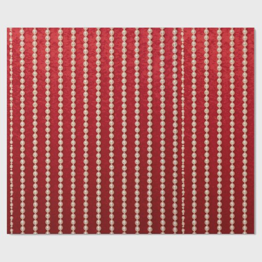 Red and White Velvet-look Pearl Design Geschenkpapier (Flach)