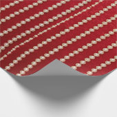 Red and White Velvet-look Pearl Design Geschenkpapier (Ecke)