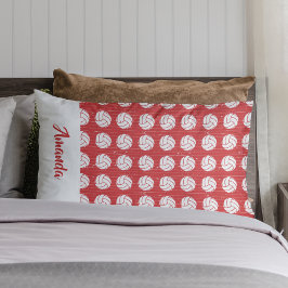 Red and White Volleyball Pattern Pillowcase Kissenbezug