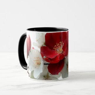 red and white wild roses tasse