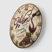 Red and White Wine Rustic Vineyard Kitchen Große Wanduhr (Winkel)