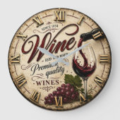 Red and White Wine Rustic Vineyard Kitchen Große Wanduhr (Vorderseite)