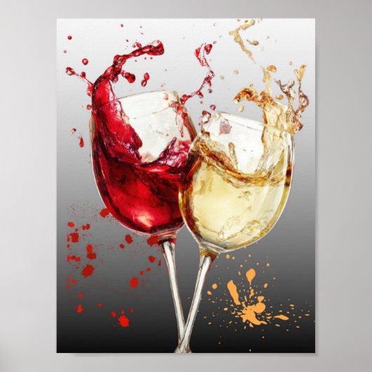 Red and White Wine Splatter Art Poster (Vorne)