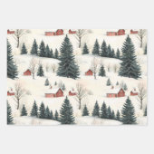 Red and White Woodland Snowman and Truck Weihnacht Geschenkpapier Set (Vorderseite 3)