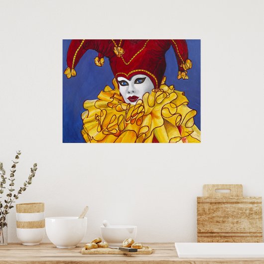Red and Yellow Carnival Jester Print Poster (Küche)