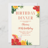 Red and Yellow Cocktail Birthday Dinner Party Einladung (Vorderseite)