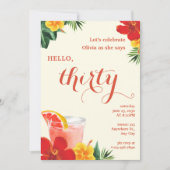 Red and Yellow Cocktail Birthday Party Einladung (Vorderseite)