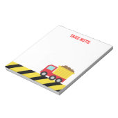 Red and Yellow Dump Truck Construction Notepad Notizblock (Rotiert)