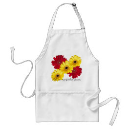 Red and Yellow Gerber Daisy Close Up Fotogras Schürze