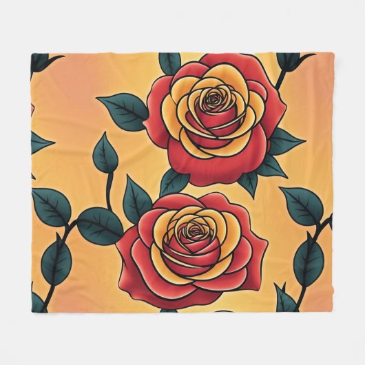 Red And Yellow Roses Fleecedecke (Vorderseite (Horizontal))